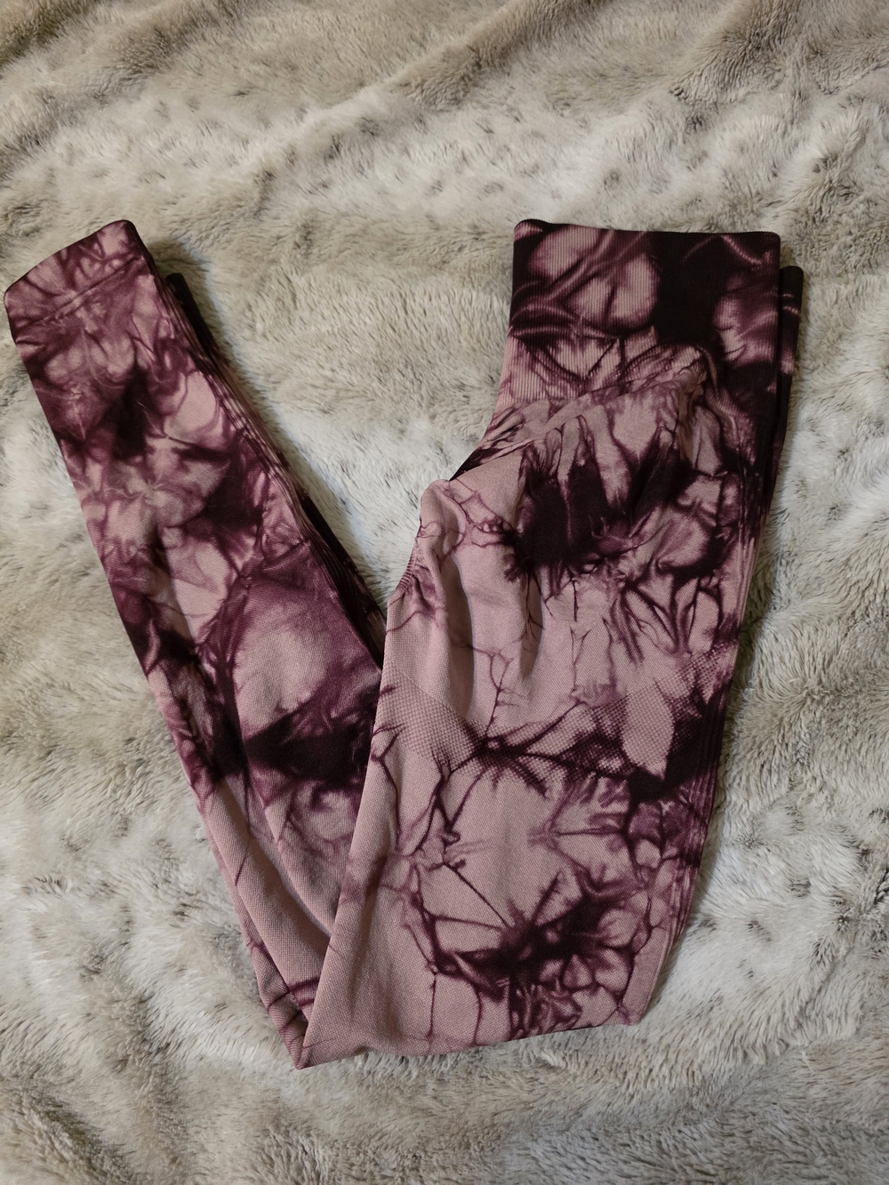 SHEIN Pink & Plum Tie-Dye Leggings